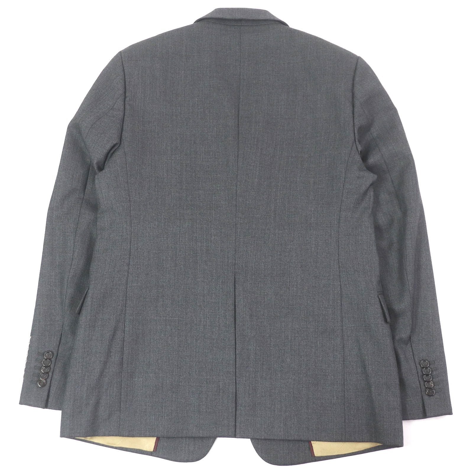 GUCCI Logo Patch Single Breasted Tailored Blazer Wool Grey Size 50