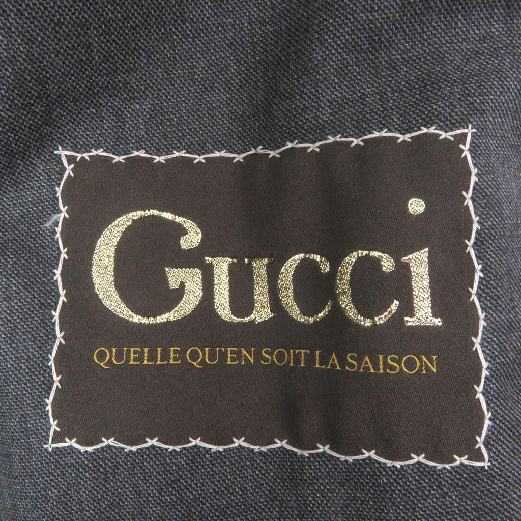 GUCCI Logo Patch Single Breasted Tailored Blazer Wool Grey Size 50