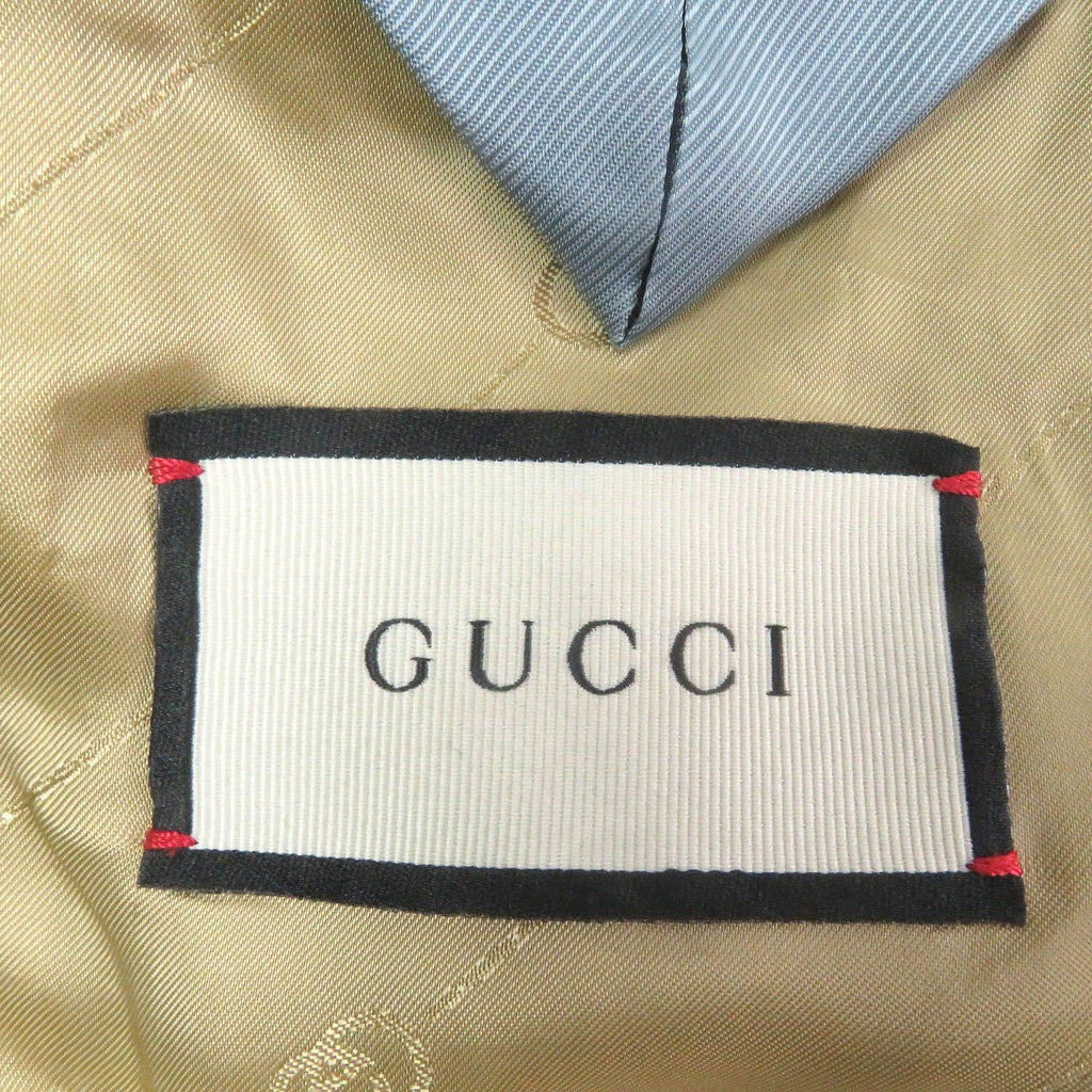GUCCI Logo Patch Single Breasted Tailored Blazer Wool Grey Size 50