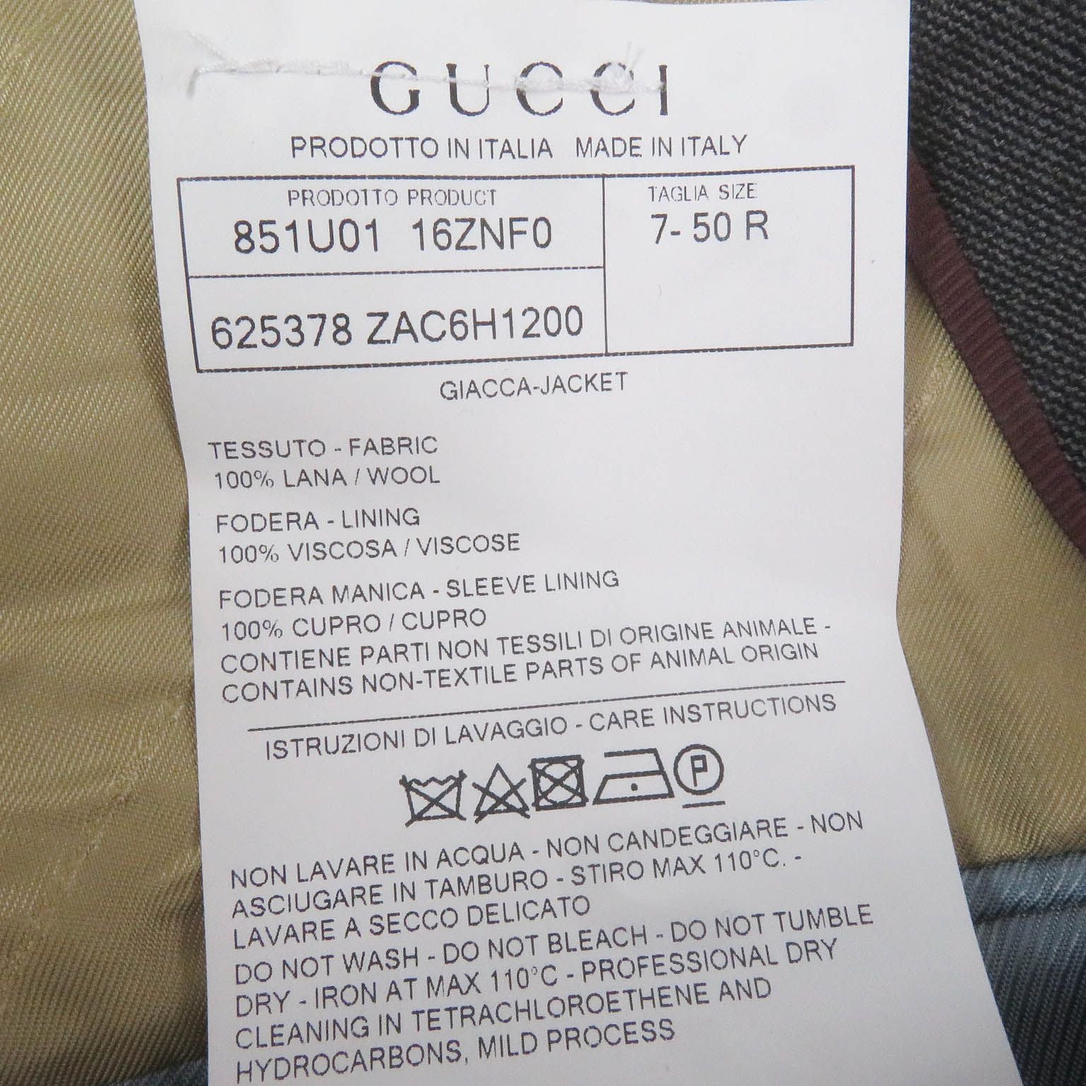 GUCCI Logo Patch Single Breasted Tailored Blazer Wool Grey Size 50