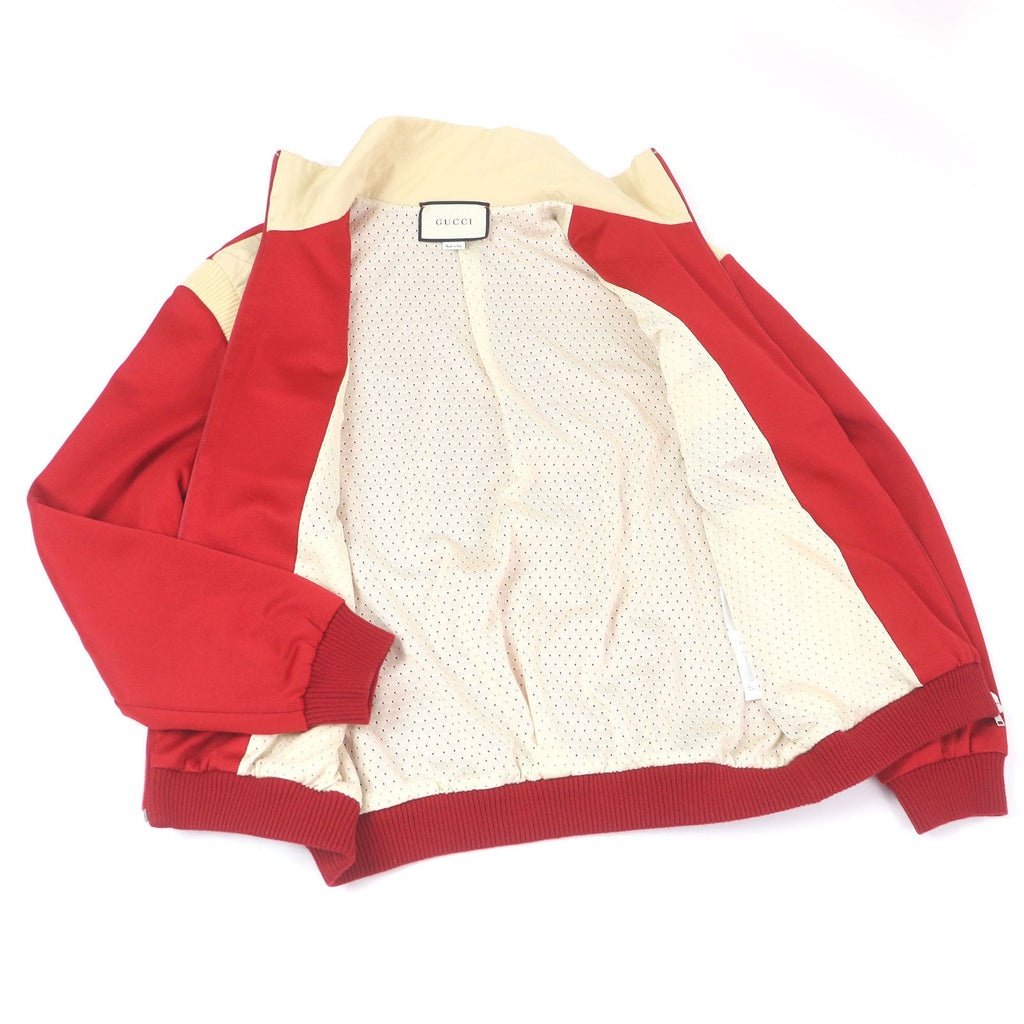 GUCCI Logo Patch Line Design Track Jacket Jersey Red Ivory Size M