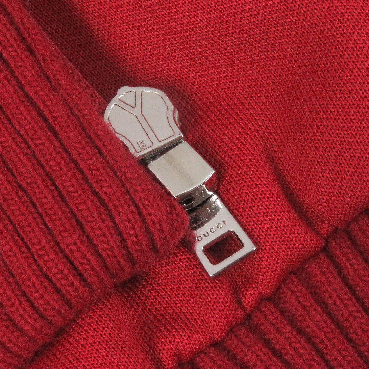 GUCCI Logo Patch Line Design Track Jacket Jersey Red Ivory Size M