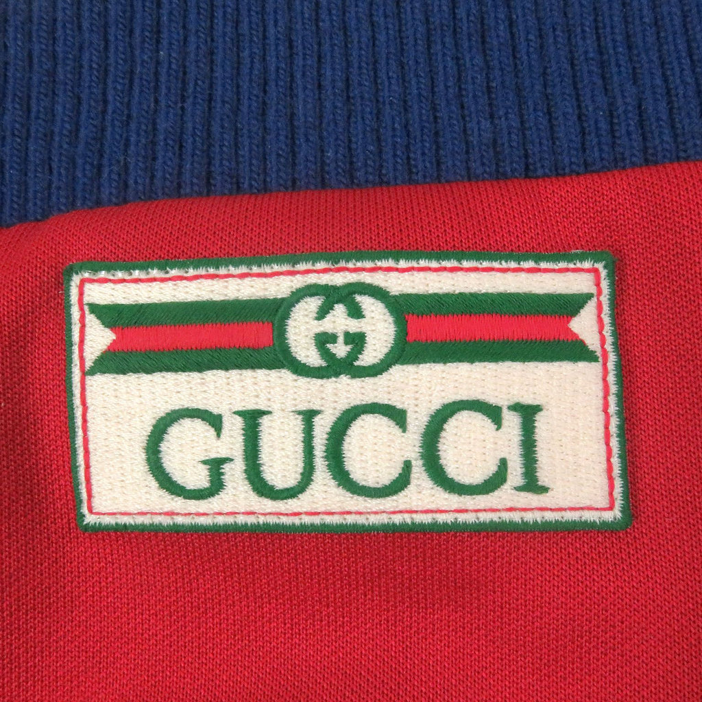 GUCCI Logo Patch Line Design Track Jacket Jersey Red Ivory Size M