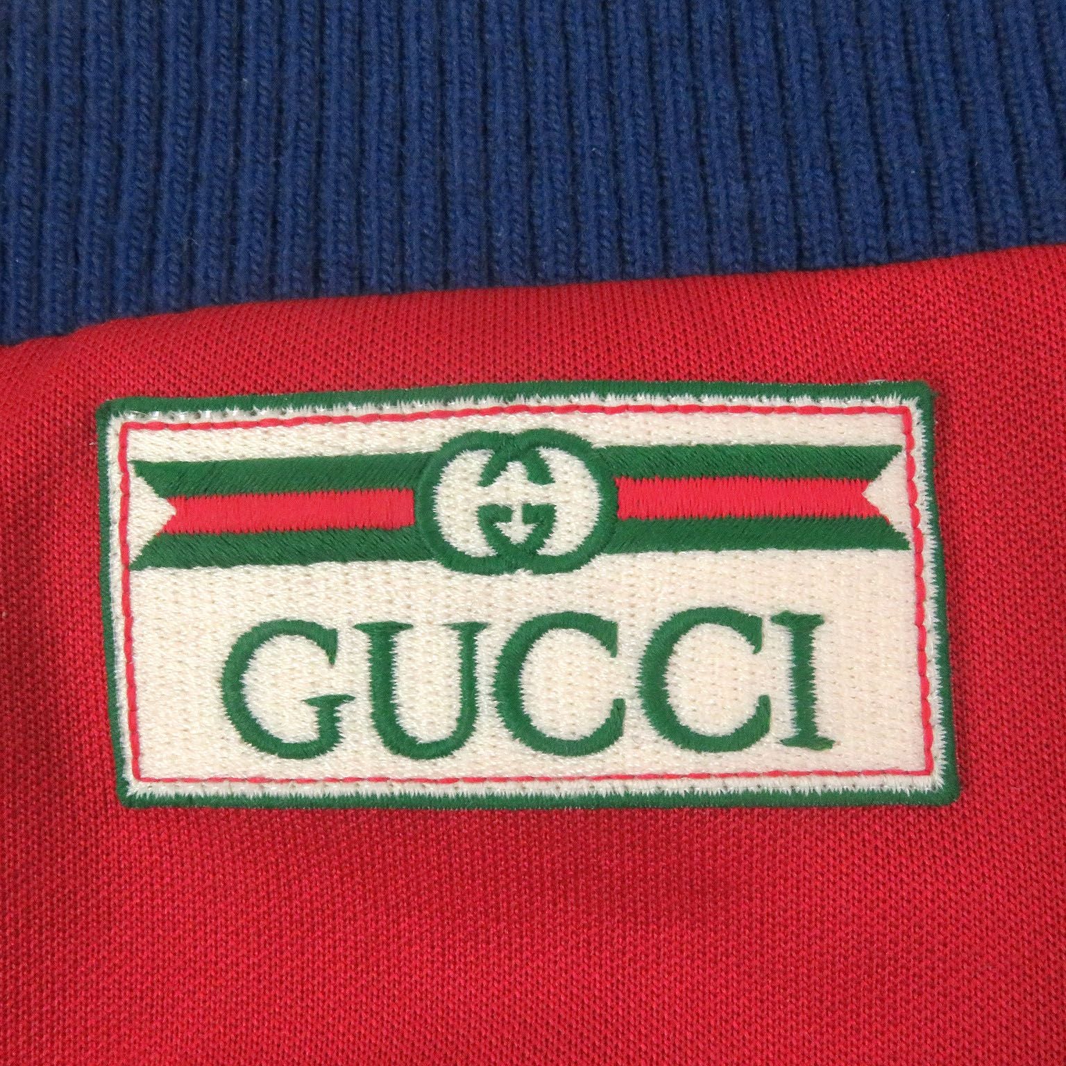 GUCCI Logo Patch Line Design Track Jacket Jersey Red Ivory Size M
