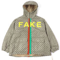 GUCCI 20AW GG Logo All-Over FAKE NOT Print Web Line Nylon Jacket Beige Size 48