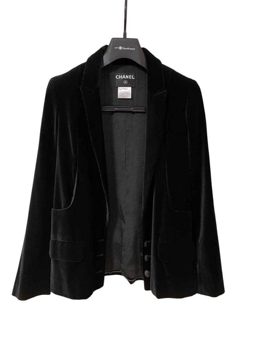 Chanel 04A Velvet Chain Tailored Jacket Black 38