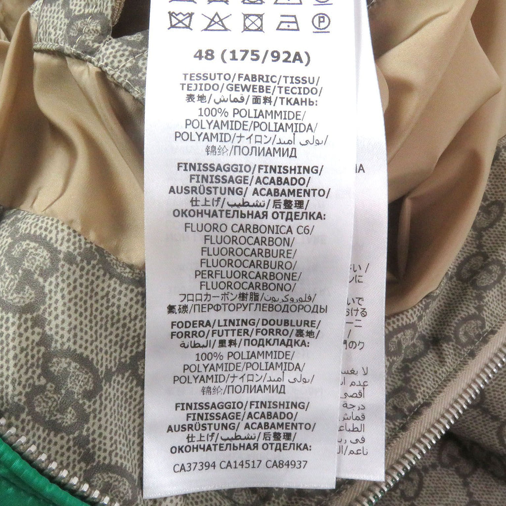 GUCCI 20AW GG Logo All-Over FAKE NOT Print Web Line Nylon Jacket Beige Size 48