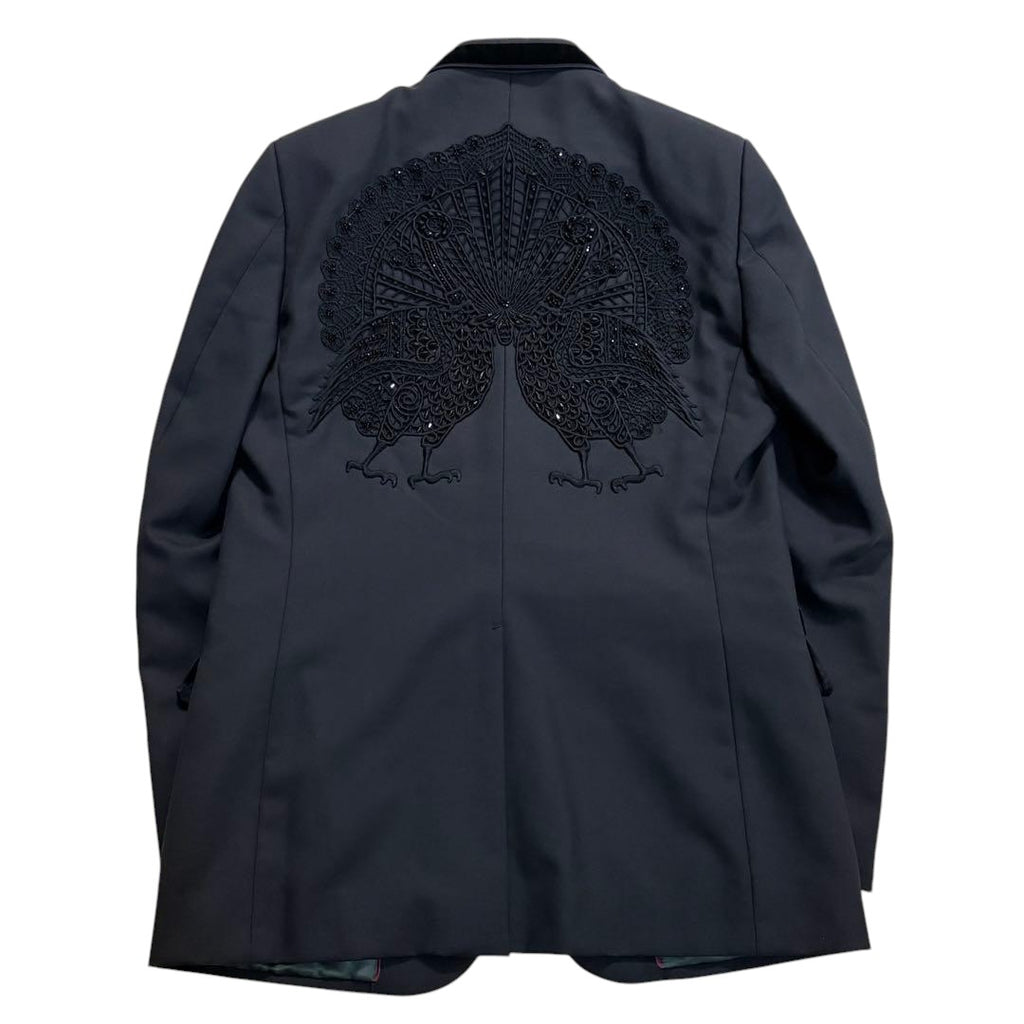 GUCCI Tuxedo Jacket Pants Trousers Suit Setup Peacock Embroidery Size 50