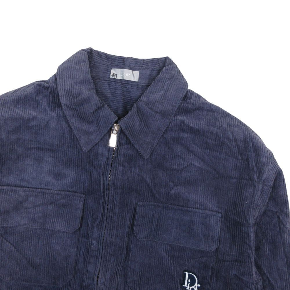 Dior Homme Corduroy Work Jacket Logo Patch Blouson Dark Purple 48