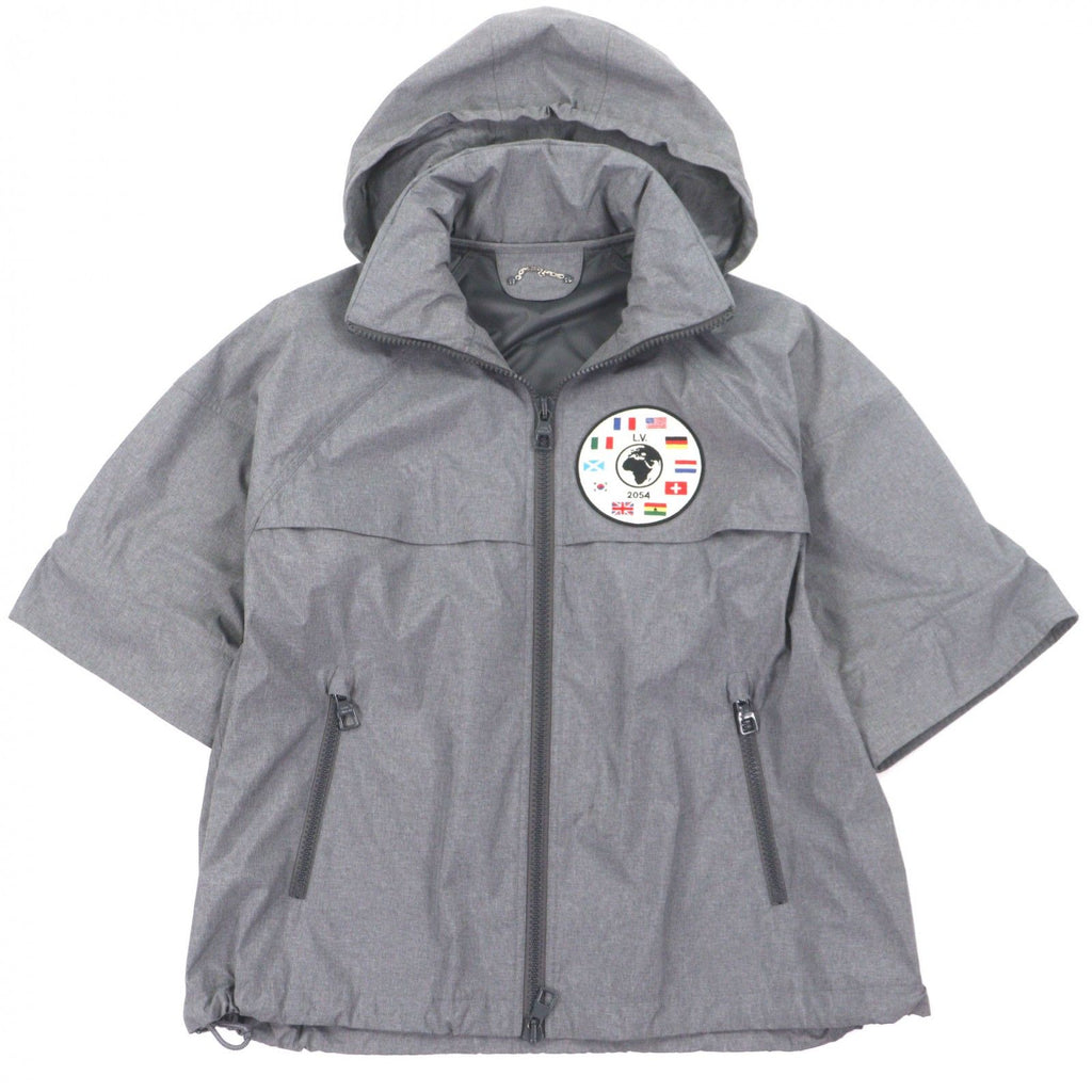Louis Vuitton HHB99W Flag Patch Double Zip 2WAY Poly Hooded Jacket Grey 46