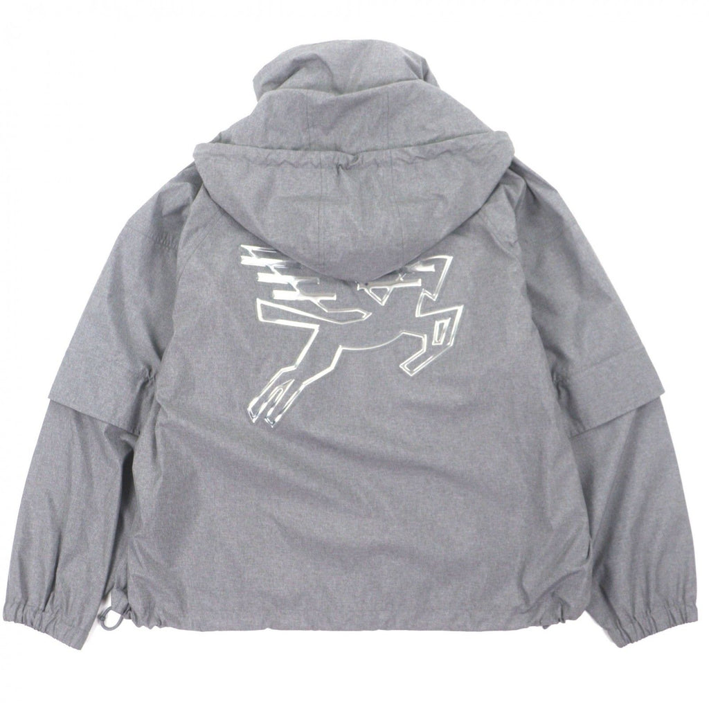 Louis Vuitton HHB99W Flag Patch Double Zip 2WAY Poly Hooded Jacket Grey 46