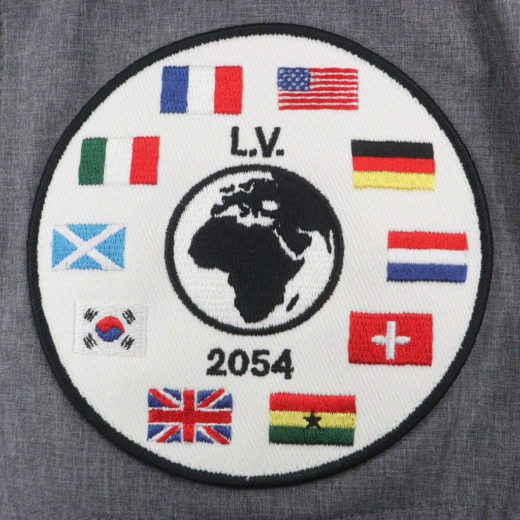 Louis Vuitton HHB99W Flag Patch Double Zip 2WAY Poly Hooded Jacket Grey 46