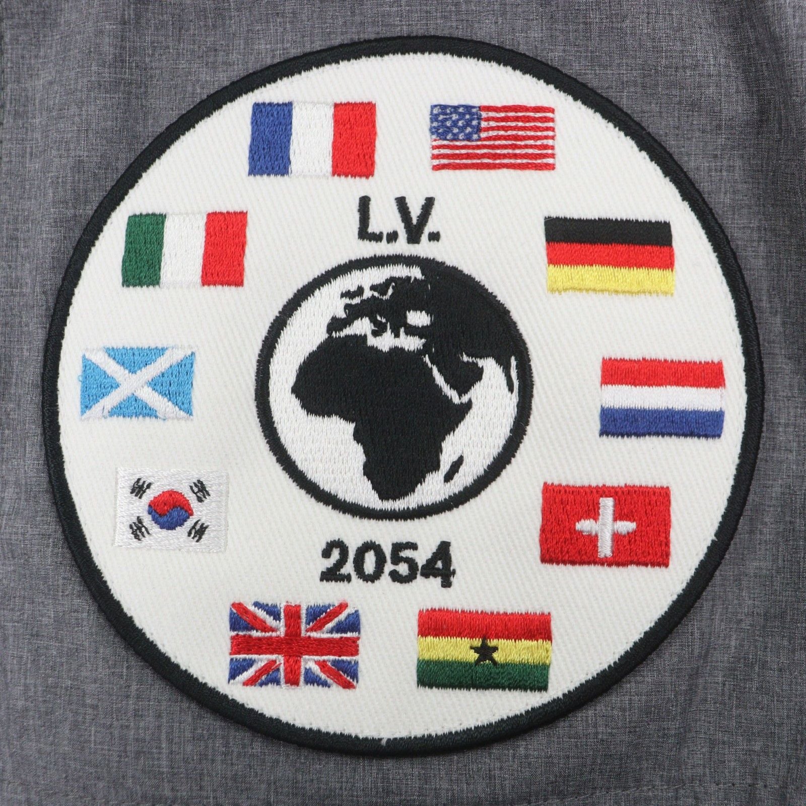 Louis Vuitton HHB99W Flag Patch Double Zip 2WAY Poly Hooded Jacket Grey 46