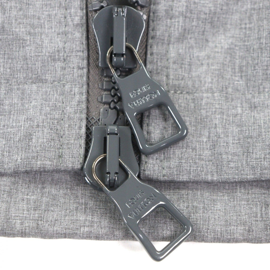 Louis Vuitton HHB99W Flag Patch Double Zip 2WAY Poly Hooded Jacket Grey 46