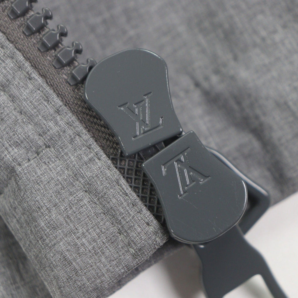 Louis Vuitton HHB99W Flag Patch Double Zip 2WAY Poly Hooded Jacket Grey 46