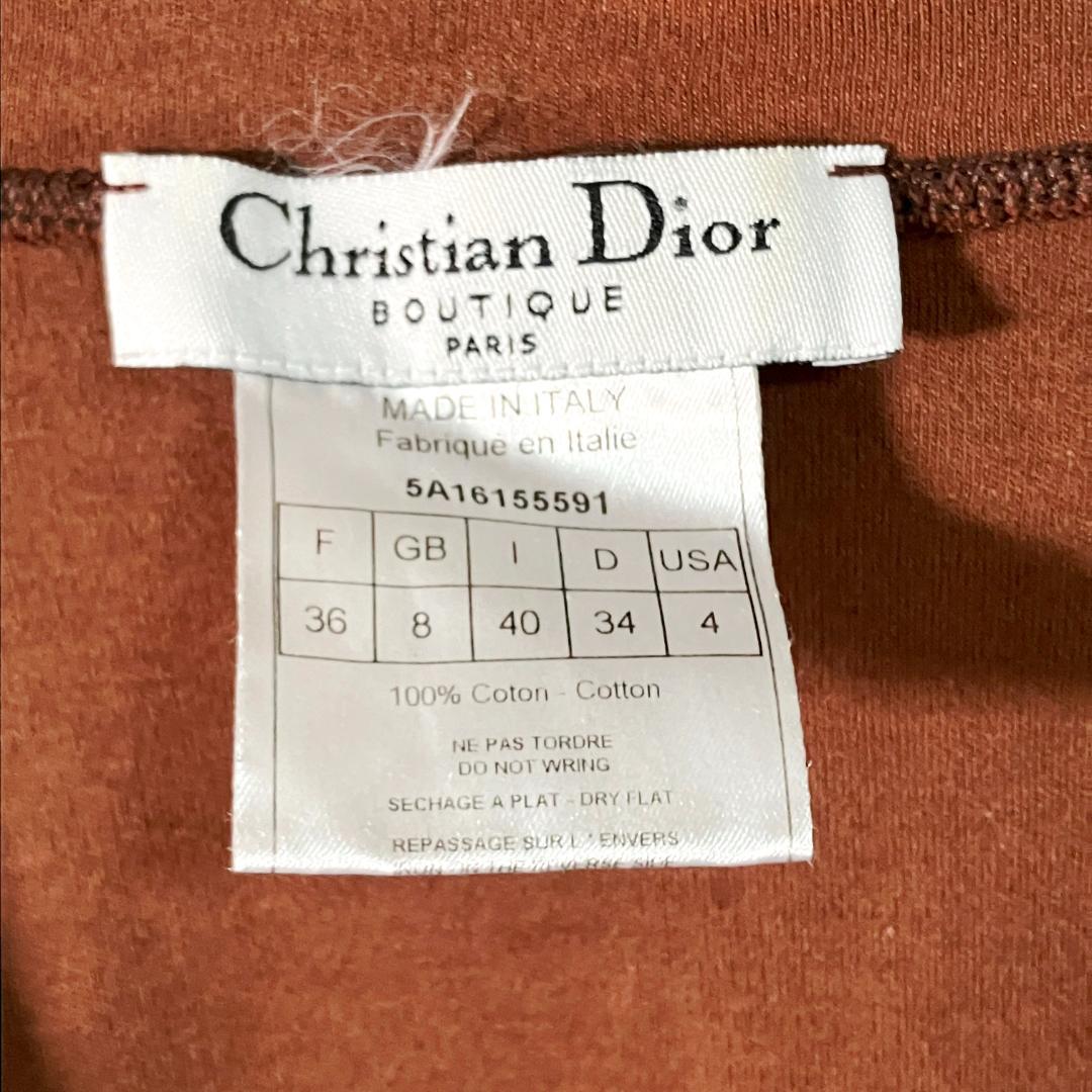 Christian Dior Cut & Sew Short Sleeve V-Neck Top Brown F/36