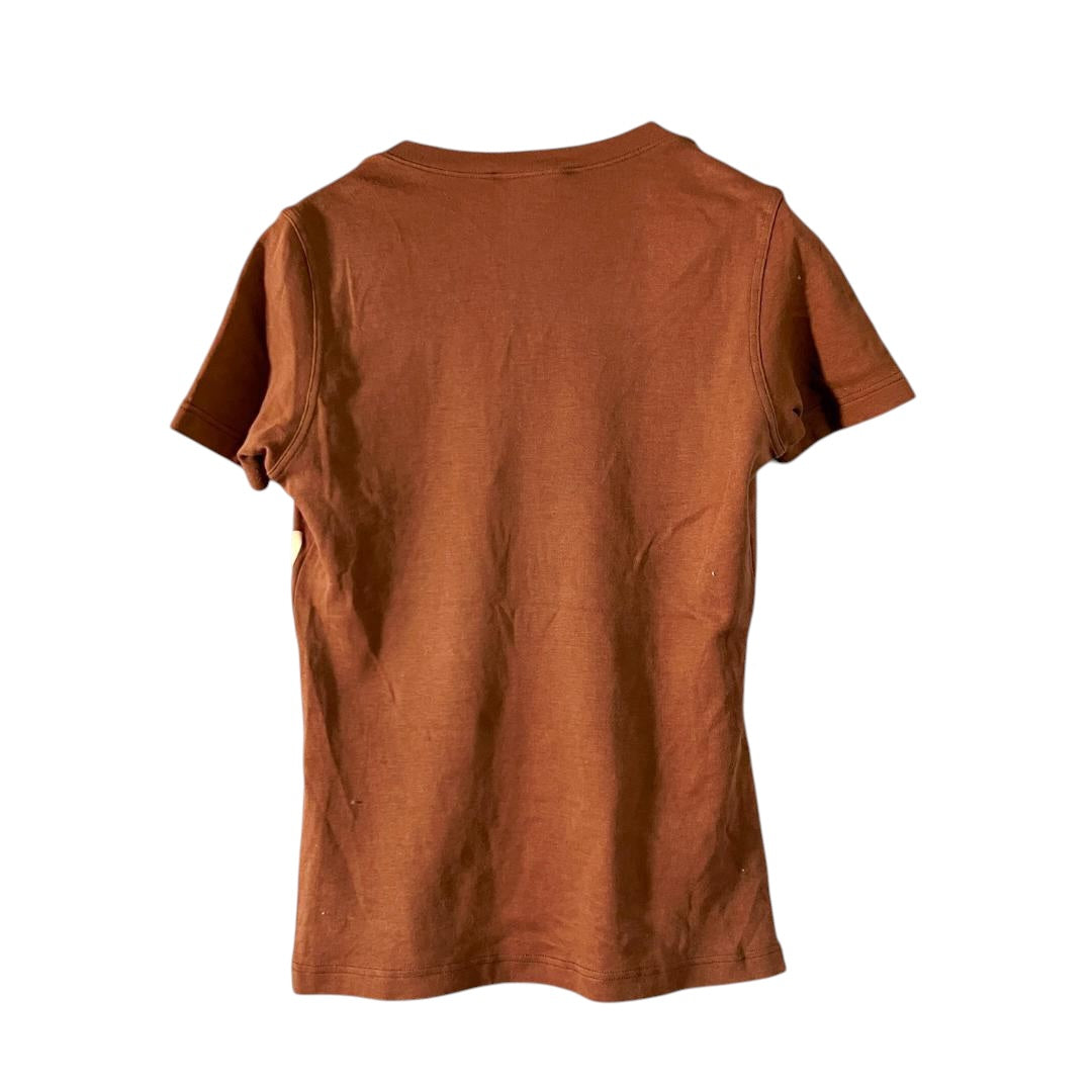Christian Dior Cut & Sew Short Sleeve V-Neck Top Brown F/36