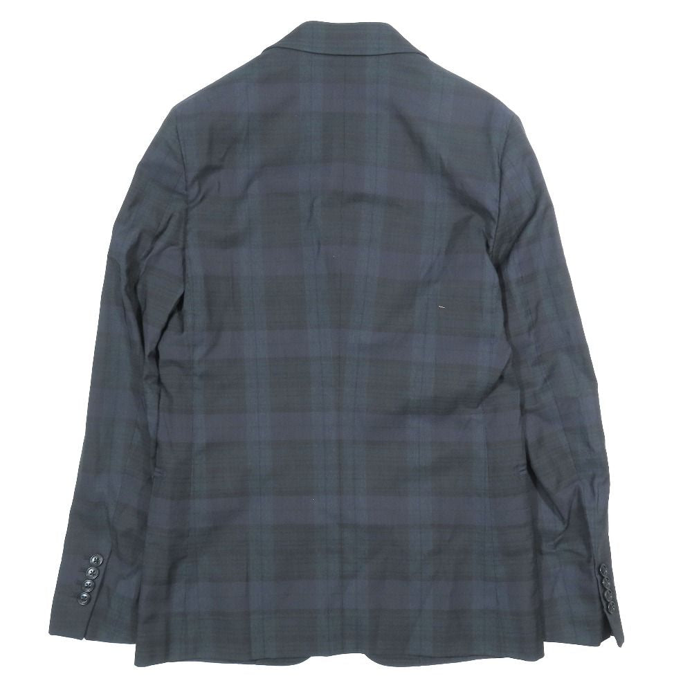Hermès Check Nylon Blend Wool 3B Tailored Jacket Blazer Black Green 46