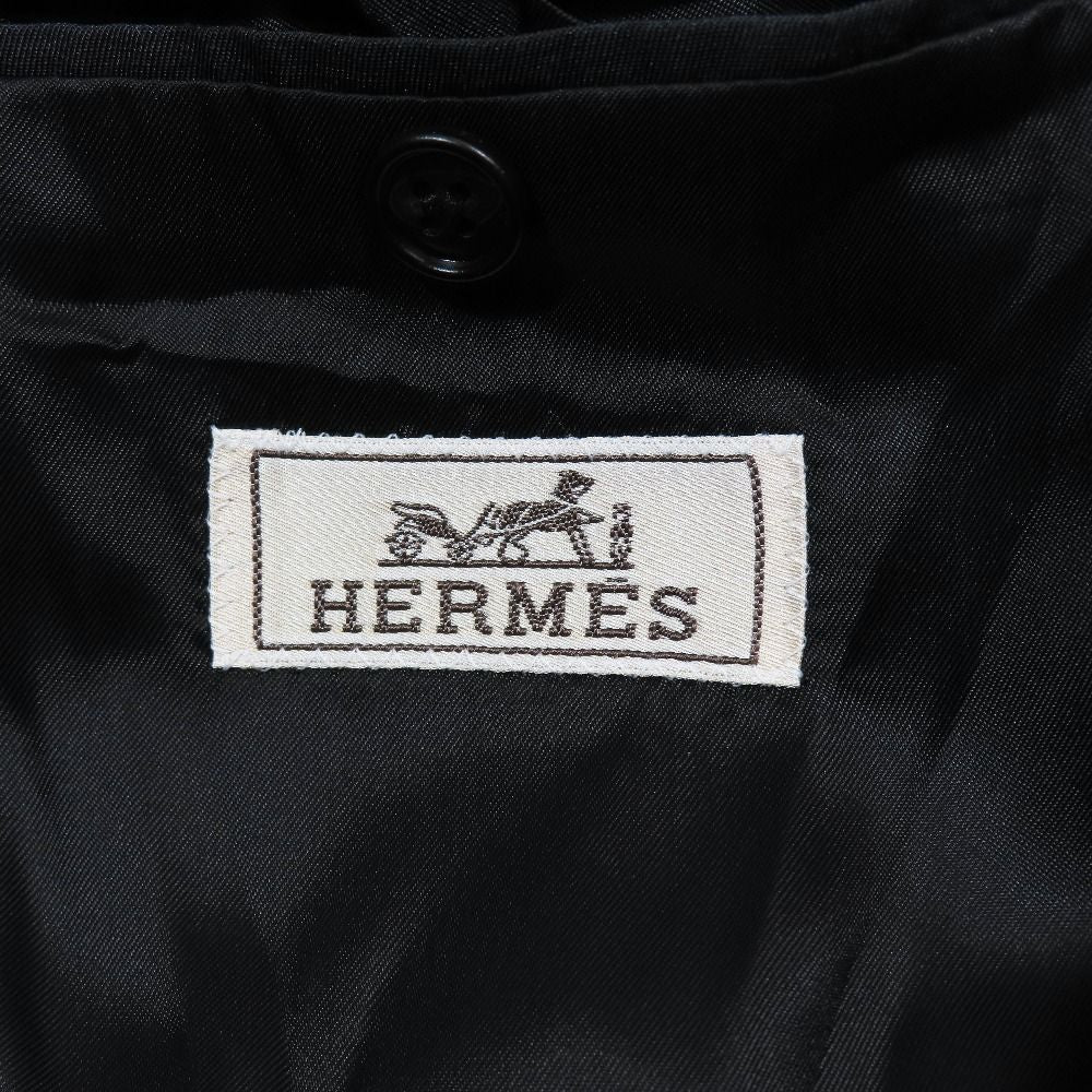 Hermès Check Nylon Blend Wool 3B Tailored Jacket Blazer Black Green 46