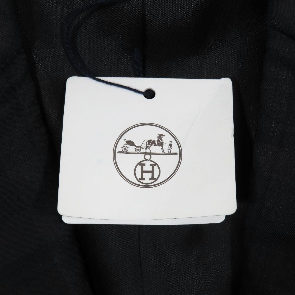 Hermès Check Nylon Blend Wool 3B Tailored Jacket Blazer Black Green 46