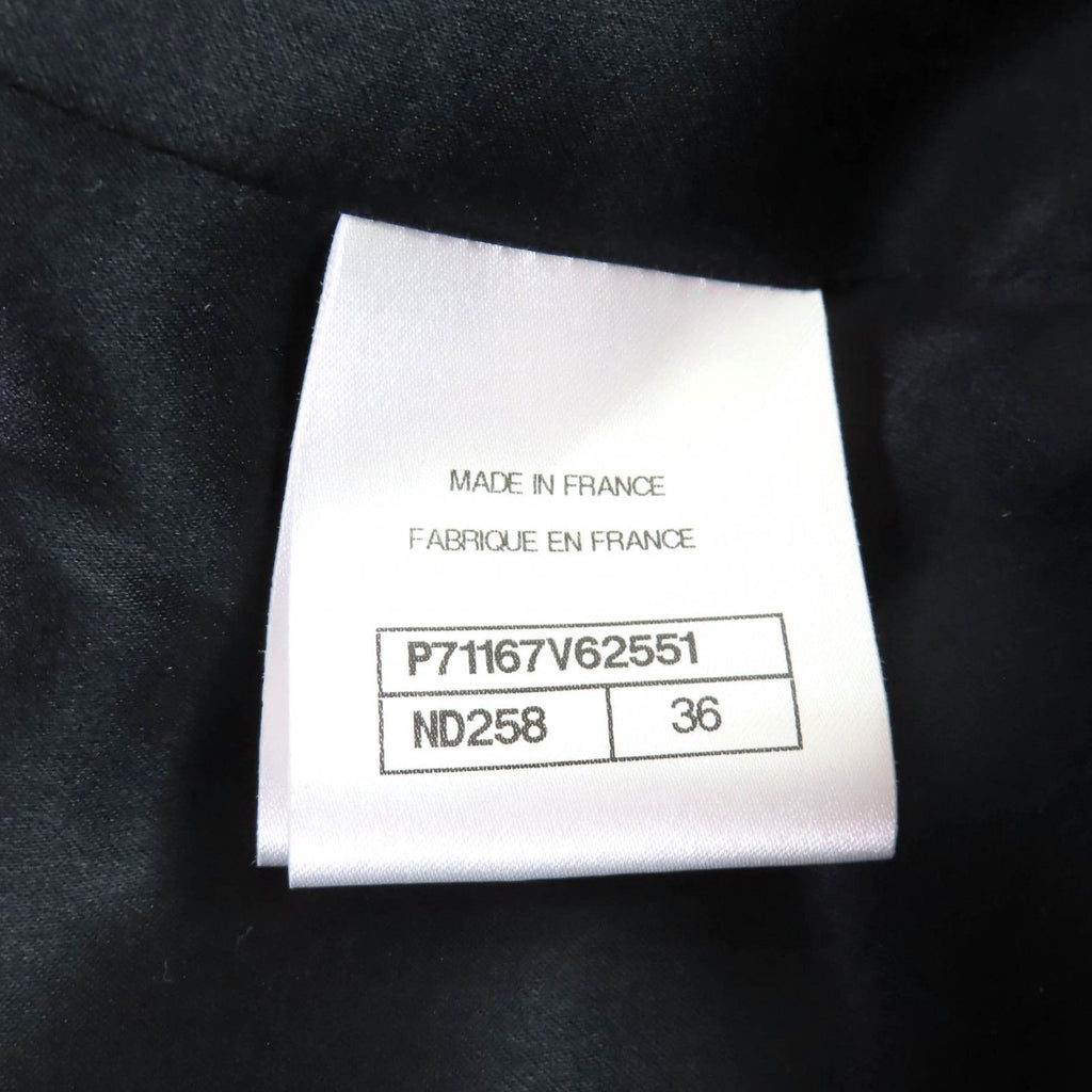 CHANEL P71167 Silk Lining Rhinestone Coco Mark Button Double Breasted Coat Black