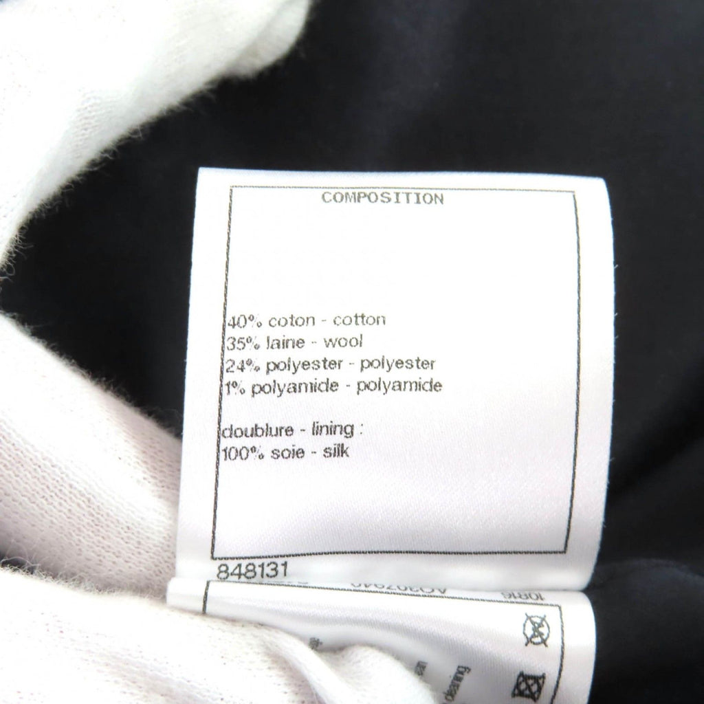 CHANEL P71167 Silk Lining Rhinestone Coco Mark Button Double Breasted Coat Black