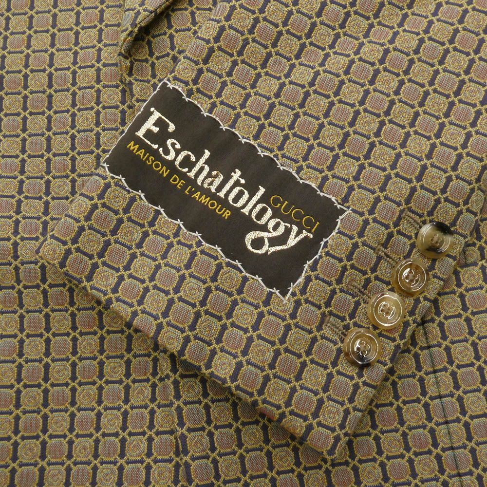 GUCCI Eschatology Maison de l'Amour All-Over Print 2B Tailored Jacket Beige 46
