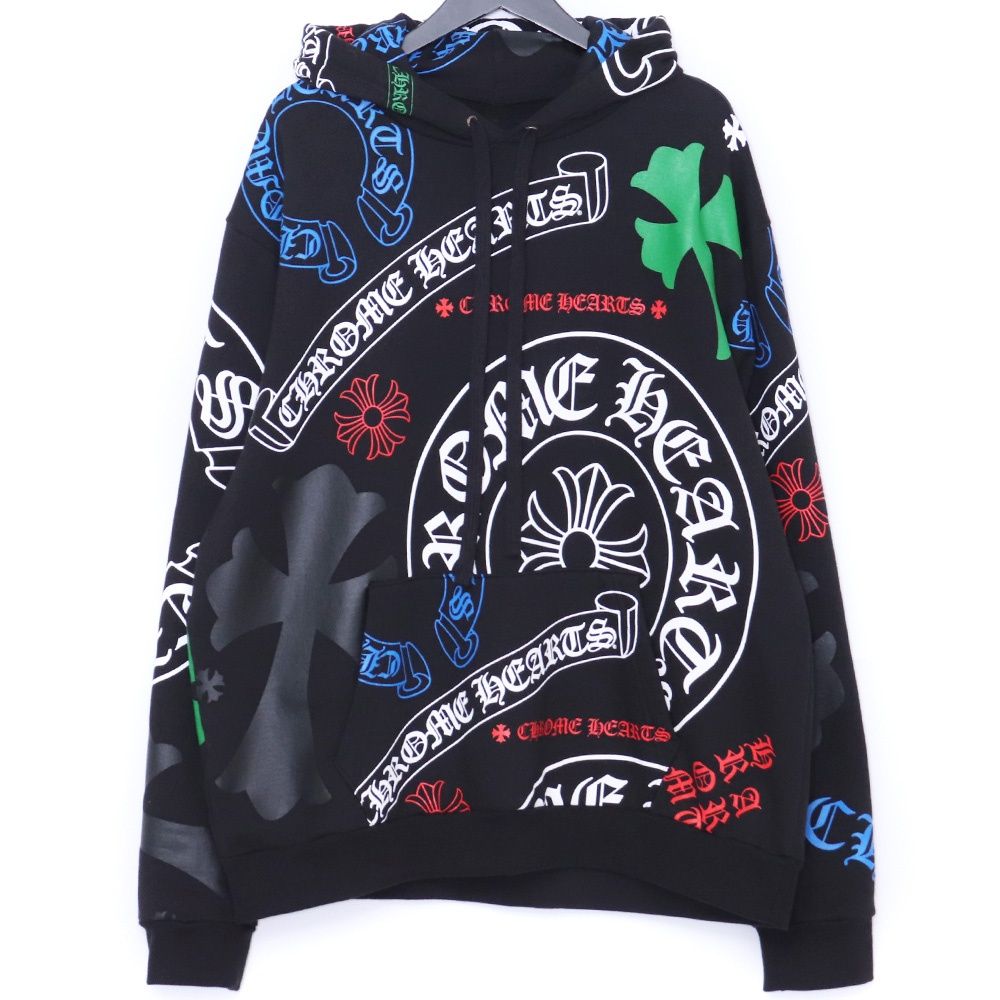 CHROME HEARTS Stencil Cross Plus Pullover Hoodie L Black