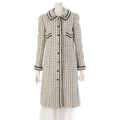 CHANEL 2000 Tweed Wool Mohair Alpaca Long Coat P16301 Black White