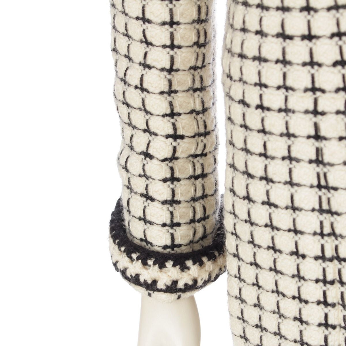 CHANEL 2000 Tweed Wool Mohair Alpaca Long Coat P16301 Black White