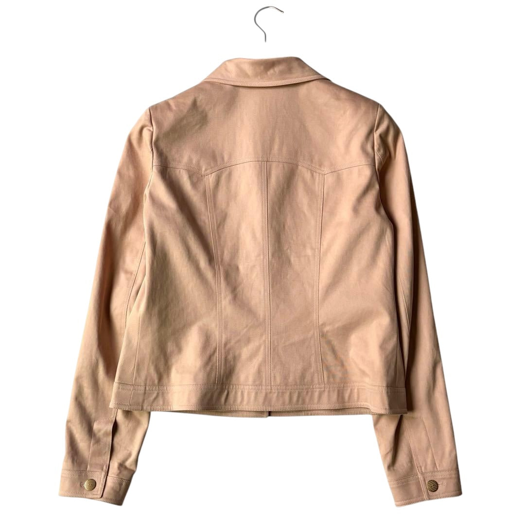 CHANEL Cotton Tailored Jacket Coco Button Silk Lining Size 42