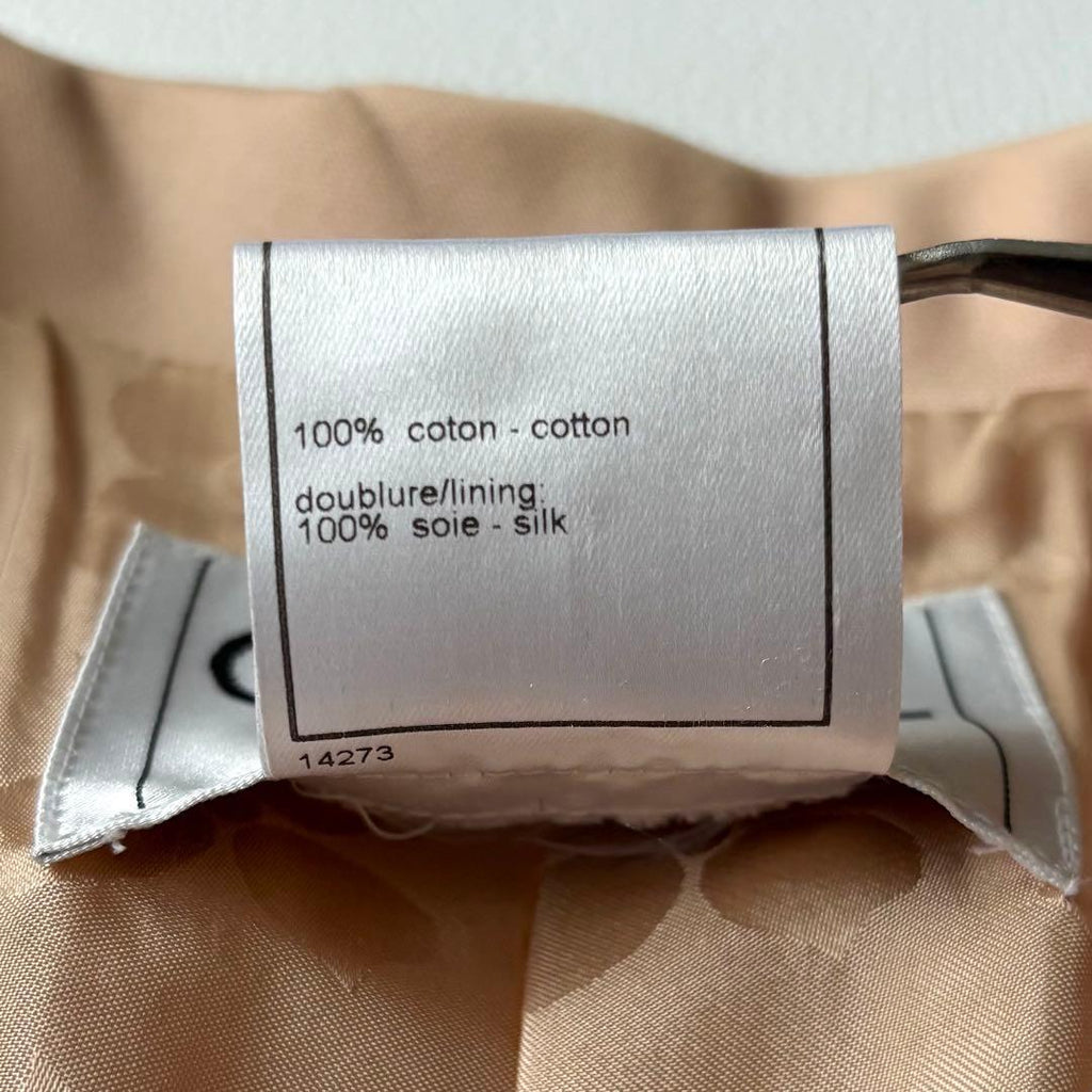 CHANEL Cotton Tailored Jacket Coco Button Silk Lining Size 42