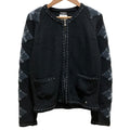 CHANEL 02A Coco Mark Cashmere Blend Zip Knit Cardigan Black Size 38