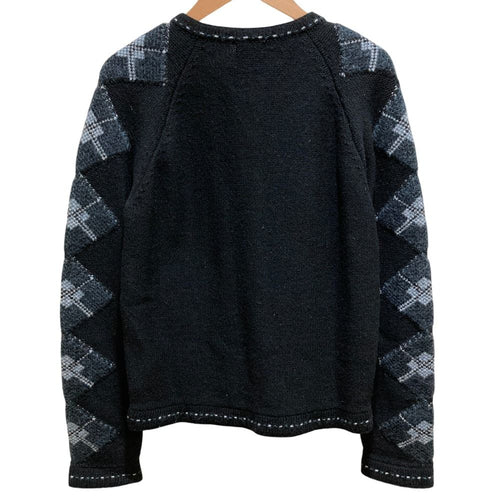 CHANEL 02A Coco Mark Cashmere Blend Zip Knit Cardigan Black Size 38