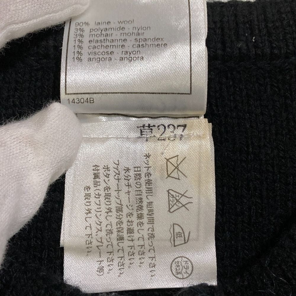 CHANEL 02A Coco Mark Cashmere Blend Zip Knit Cardigan Black Size 38