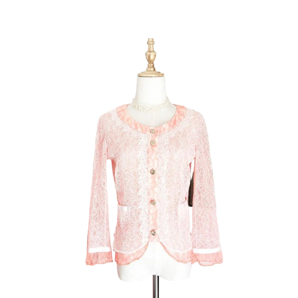 CHANEL Coco Button Lace Jacket Cardigan Embroidery