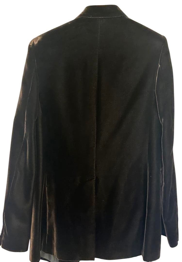 SAINT LAURENT Brown Velvet Velour Jacket Size 44