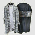 CHANEL Tweed Coat Silk Blend Coco Mark