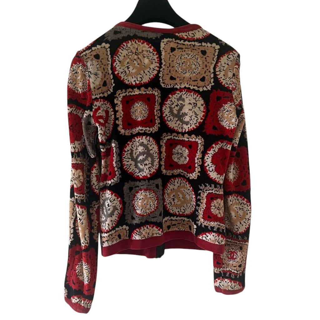 CHANEL Star Pattern Collarless Jacket Cardigan Size 38