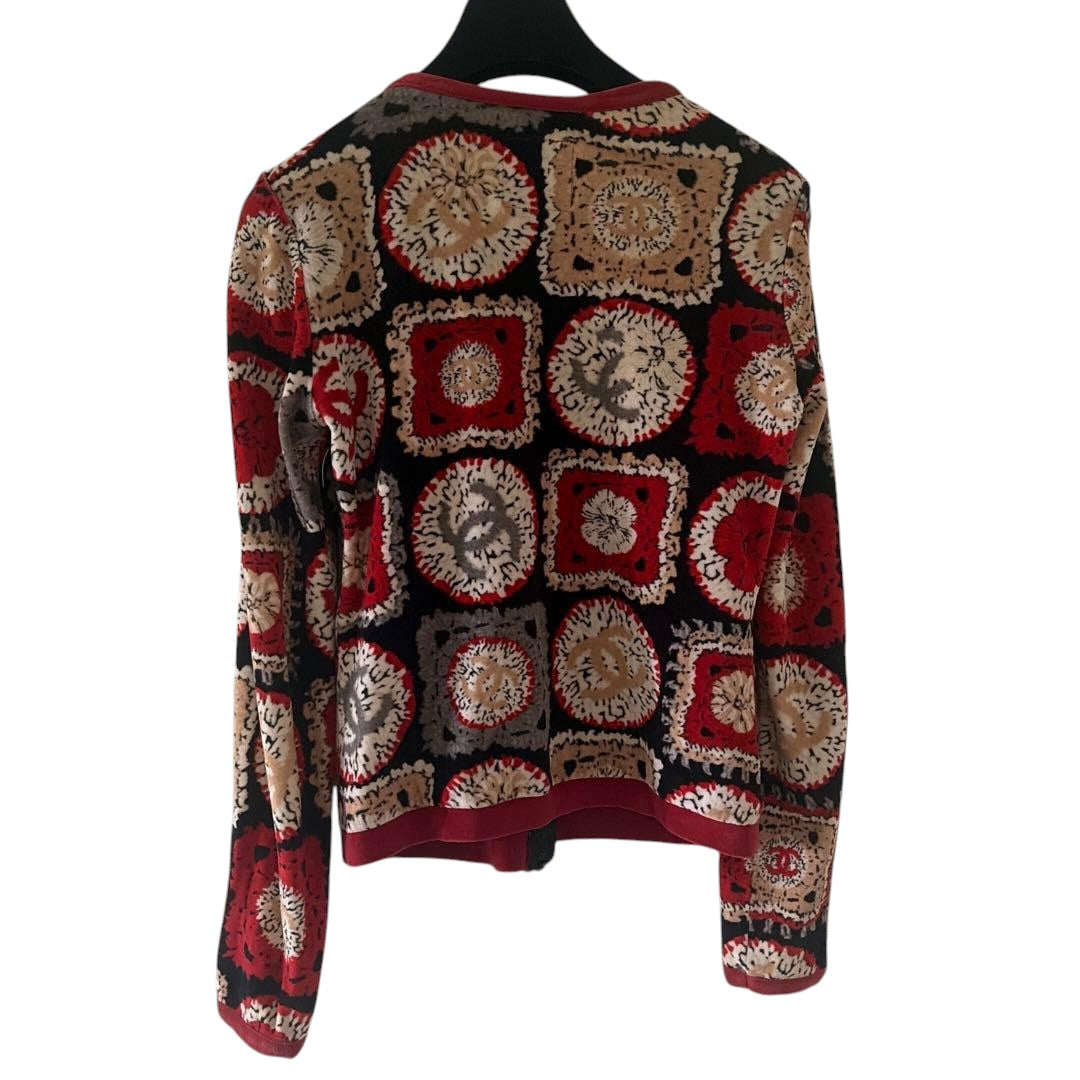 CHANEL Star Pattern Collarless Jacket Cardigan Size 38