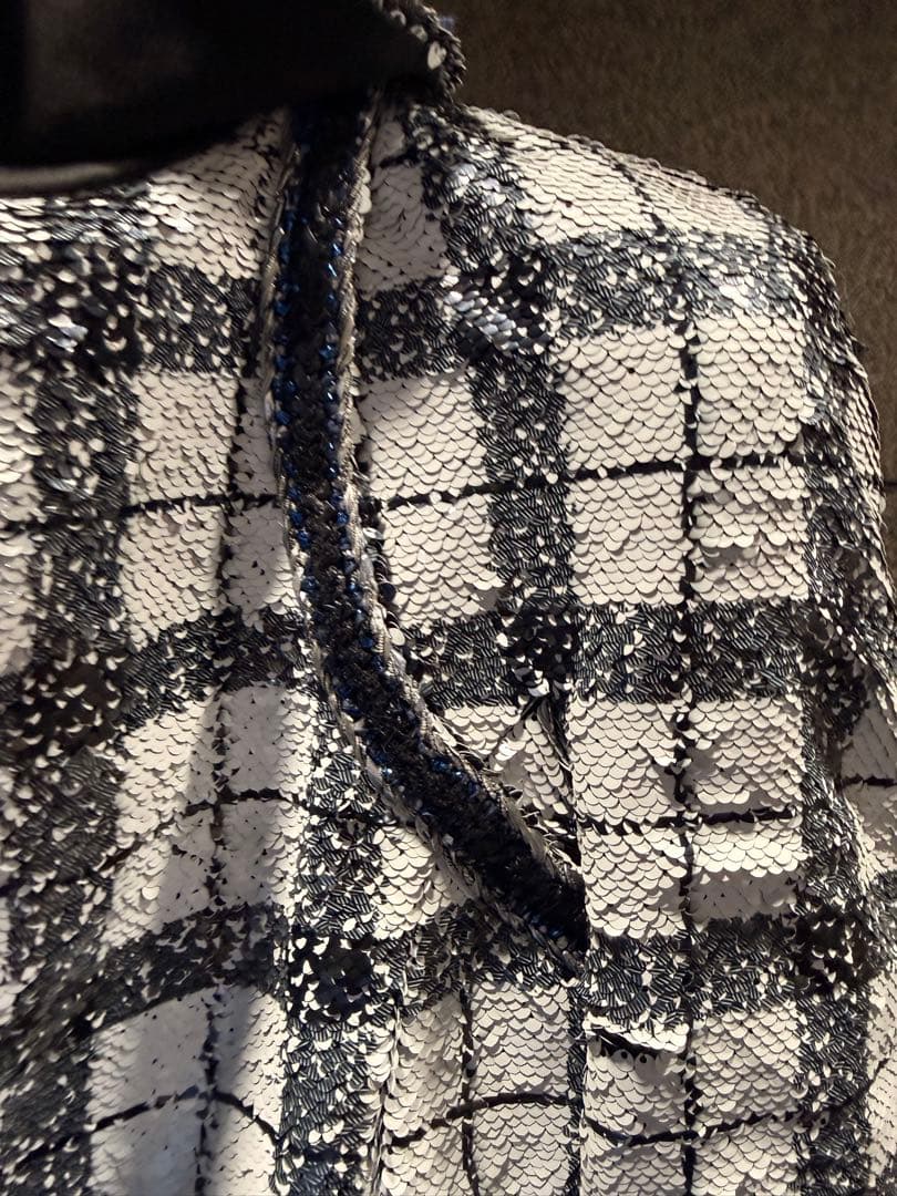 CHANEL Check Pattern Tailored Jacket Size 34