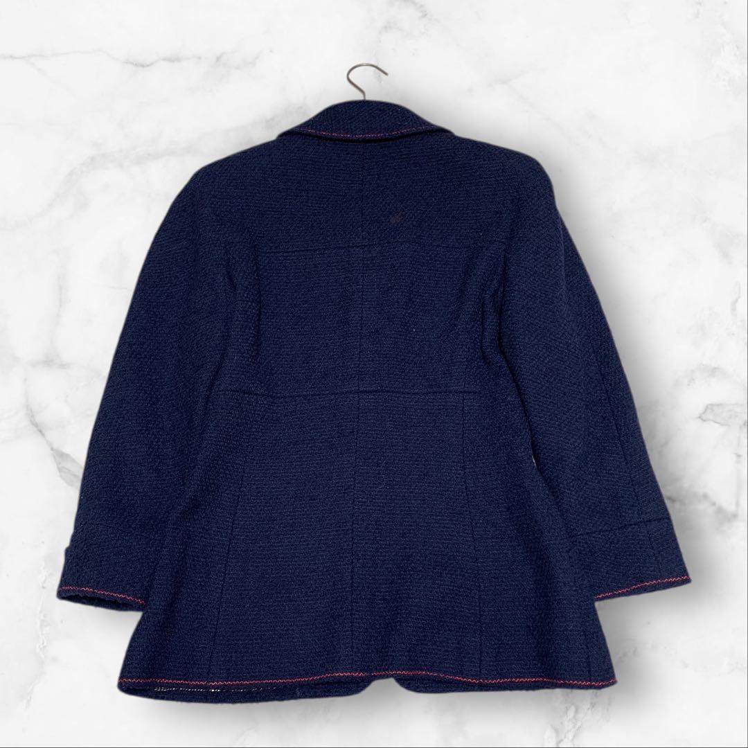 CHANEL Navy Dot Embroidery Skirt Set-Up Jacket & Skirt Size 38