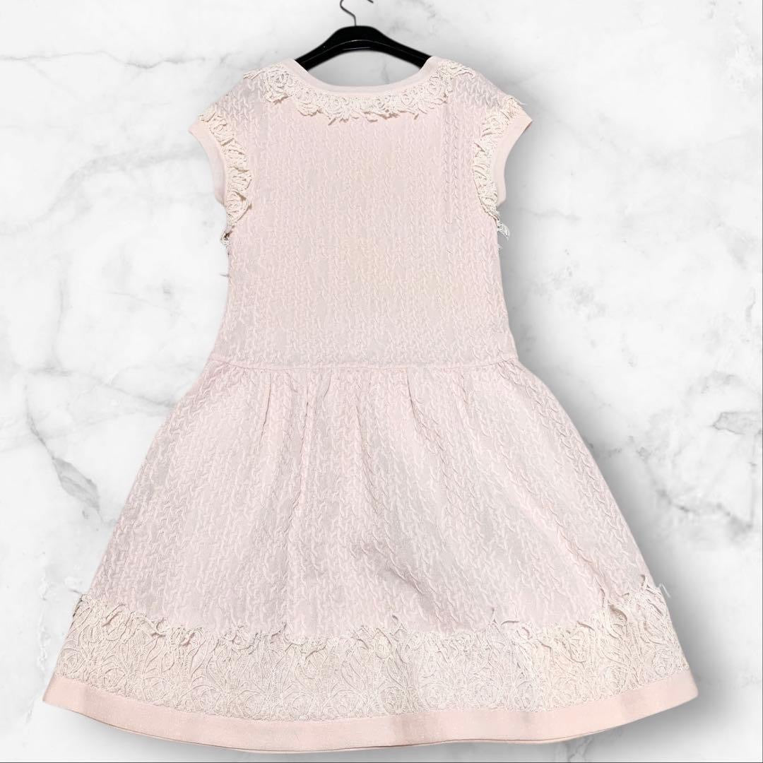 CHANEL Cotton Lace Dress Lame Tweed Coco Mark