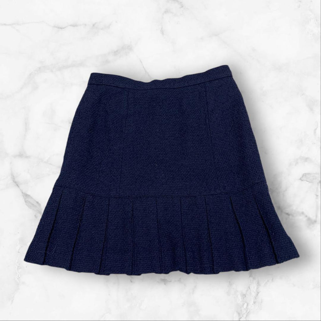 CHANEL Navy Dot Embroidery Skirt Set-Up Jacket & Skirt Size 38