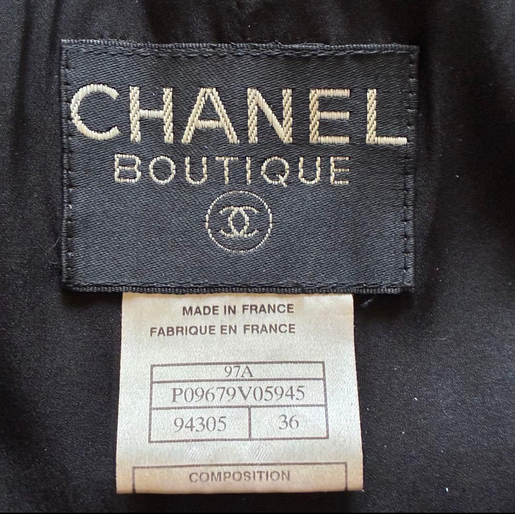 CHANEL Tweed Set-Up Zip-Up Logo Jacket & Skirt Size 36