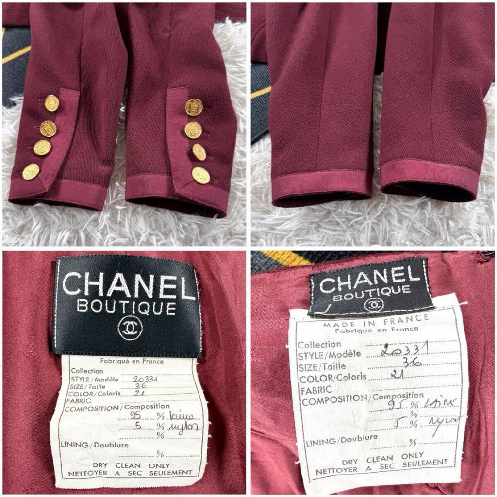 CHANEL Classic Set-Up Gold Button Coco Mark Jacket & Skirt Size 36