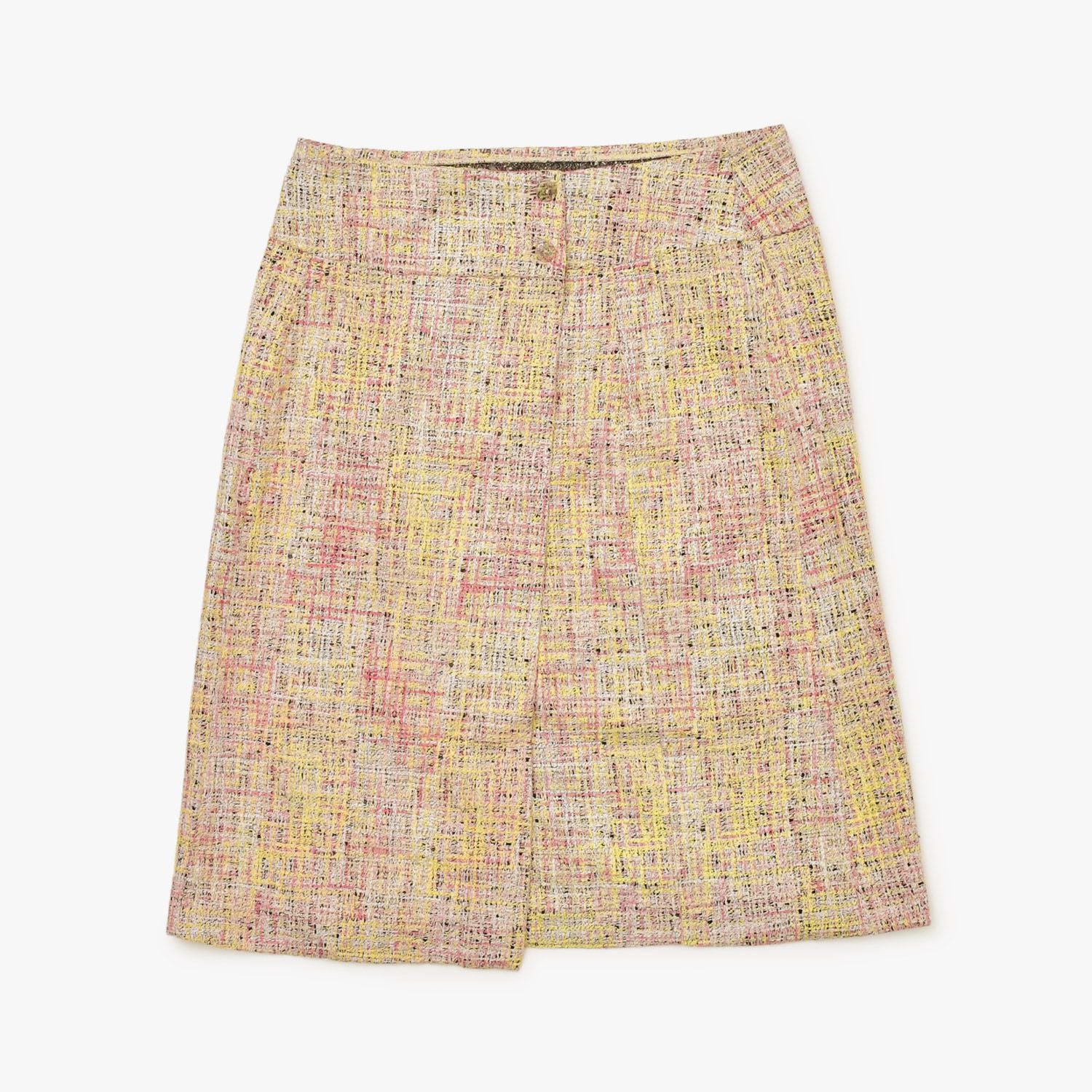CHANEL Tweed Tailored Suit Set-Up Jacket & Skirt Coco Mark Size 38