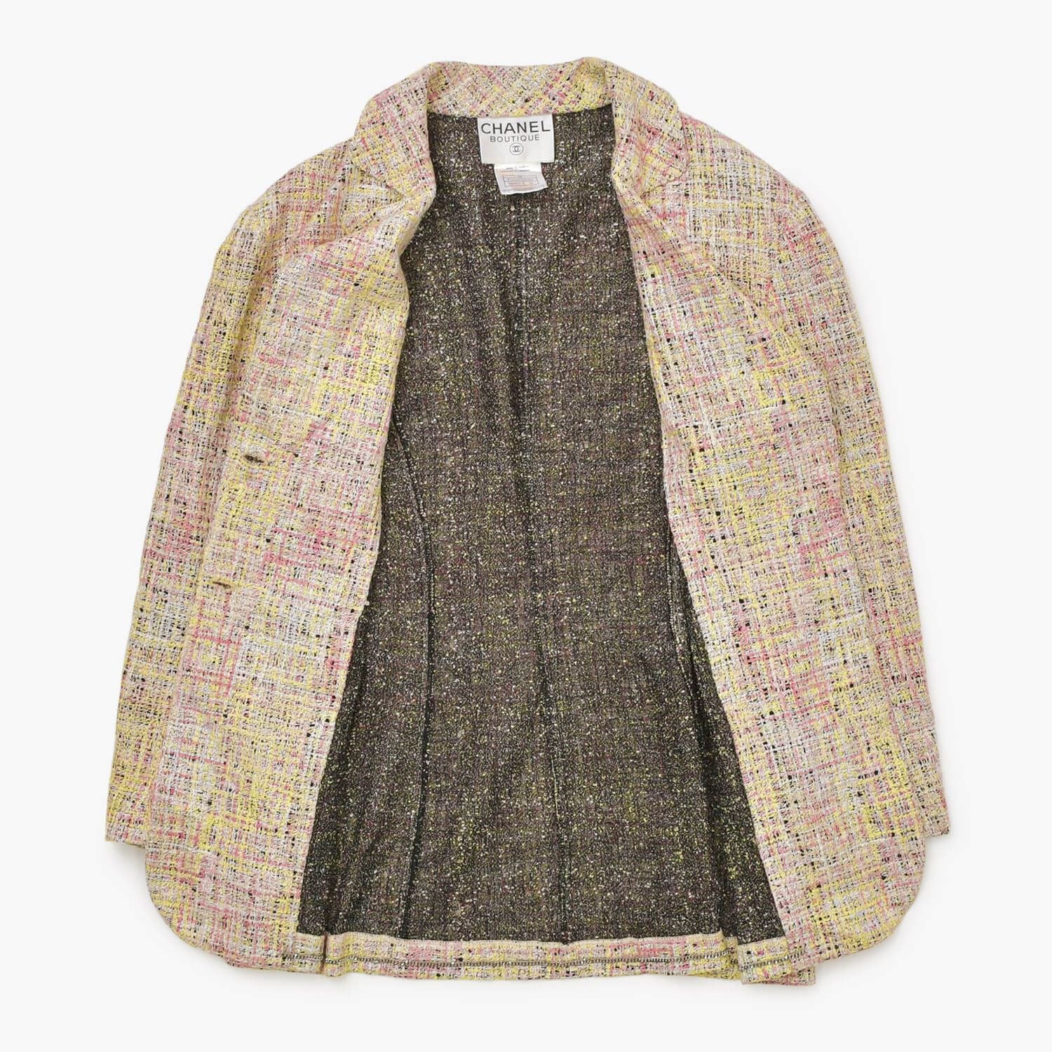 CHANEL Tweed Tailored Suit Set-Up Jacket & Skirt Coco Mark Size 38