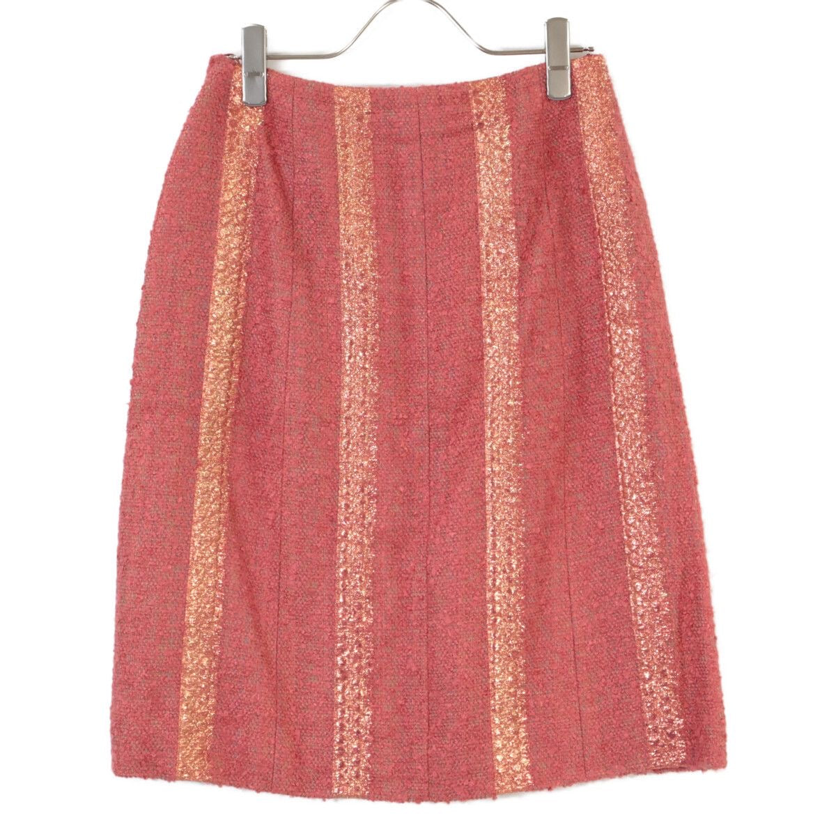 CHANEL 99P P13196V07517 Stripe Silk Blend Sleeveless Top & Skirt Tweed Setup