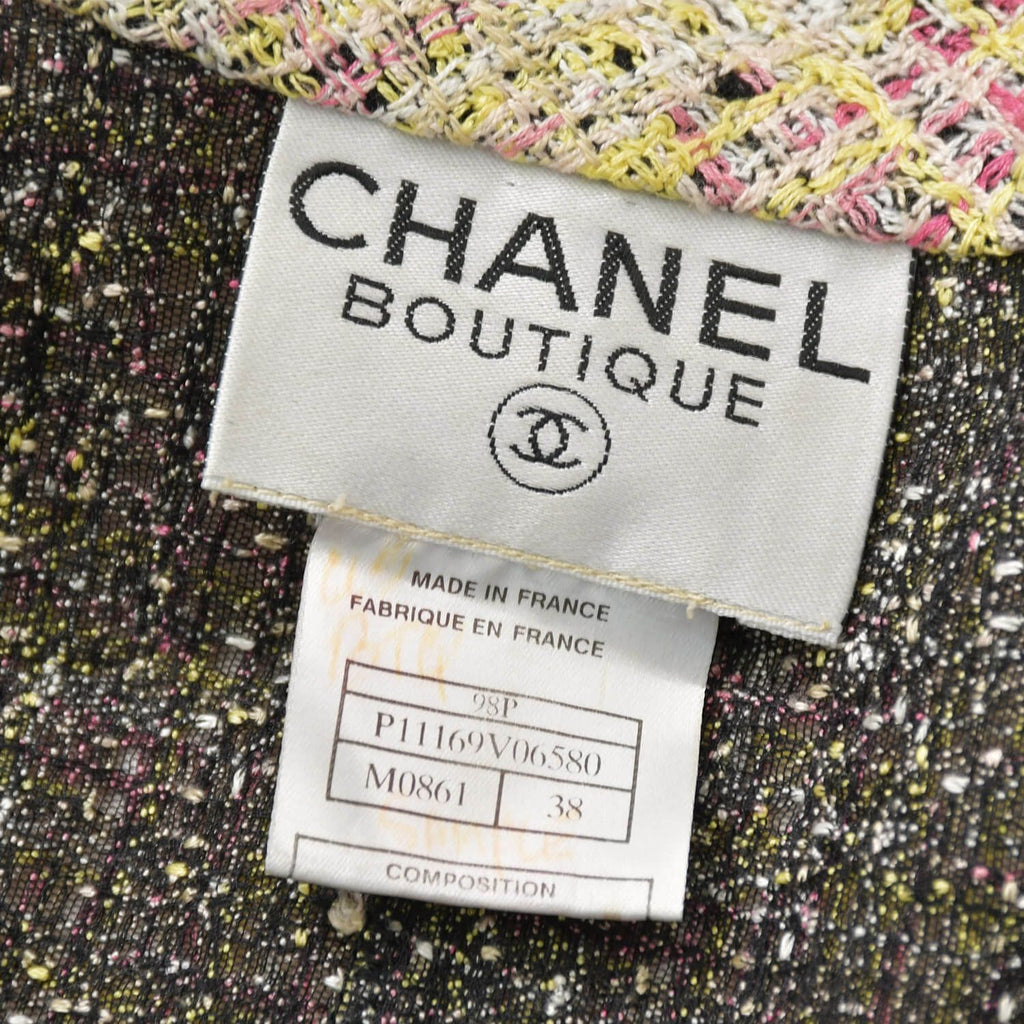 CHANEL Tweed Tailored Suit Set-Up Jacket & Skirt Coco Mark Size 38